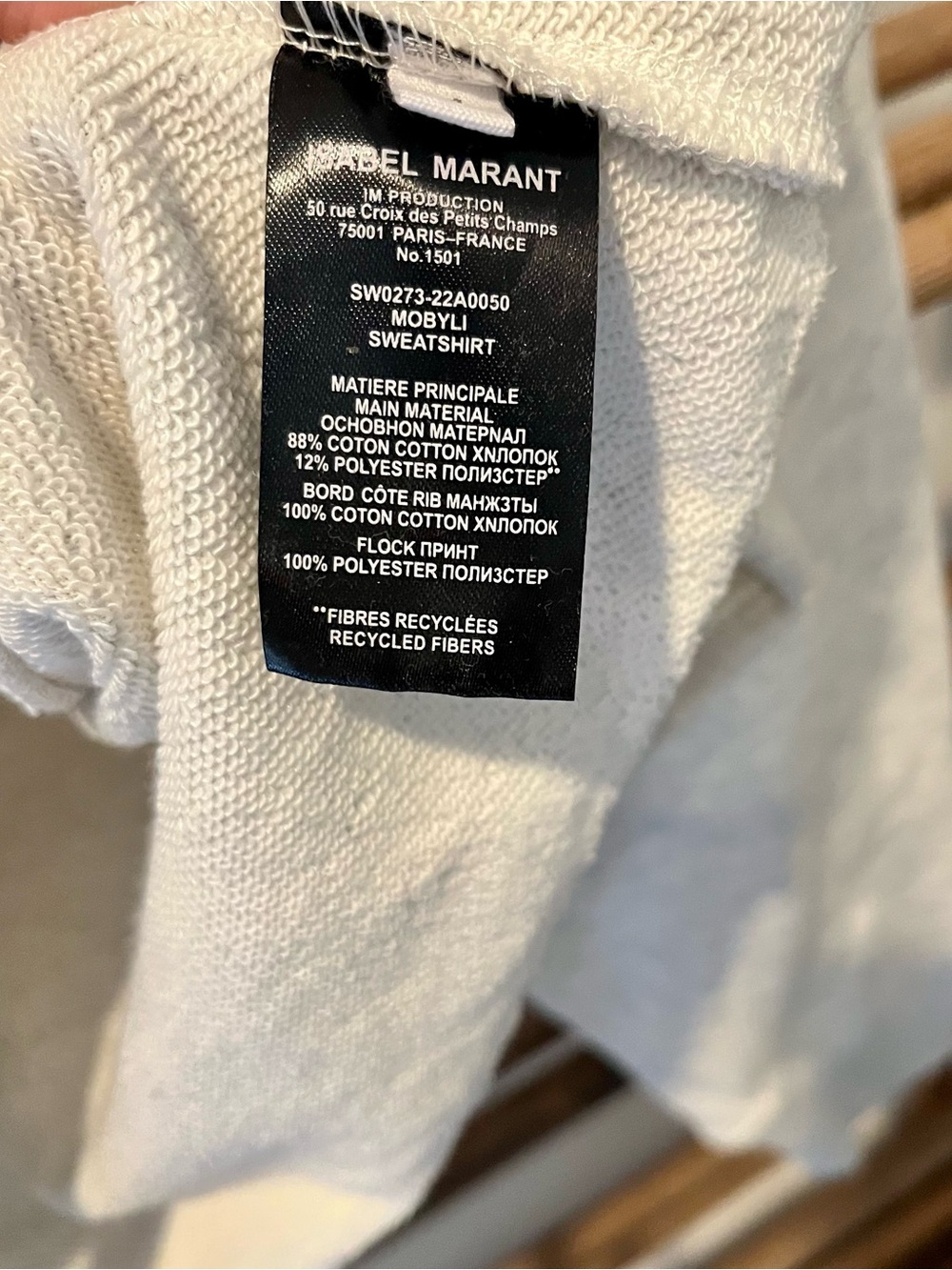 Isabel Marant Etoile Light Gray Cropped Sweatshirt with Black Logo - Picture 8 of 11